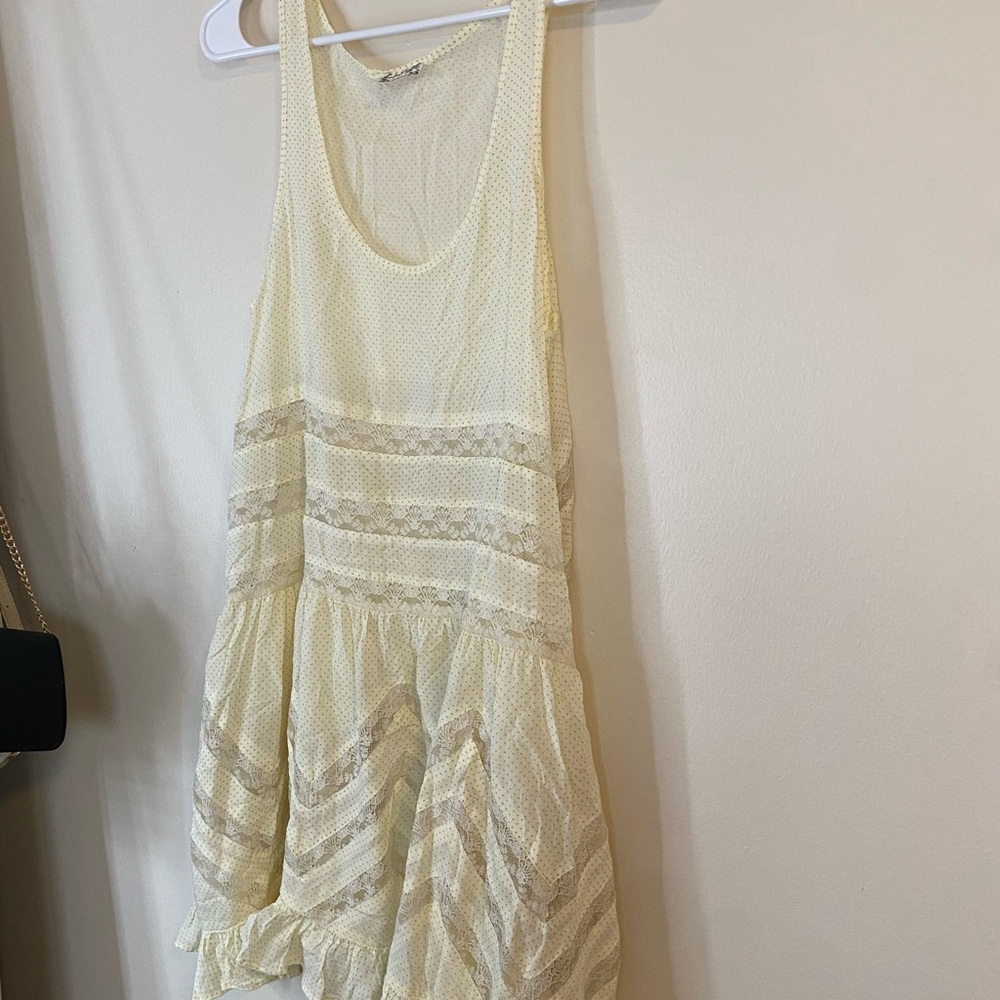 Free People Intimately Voile and Lace Boho Trapeze Cream Mini Hippie dress - Picture 12 of 13